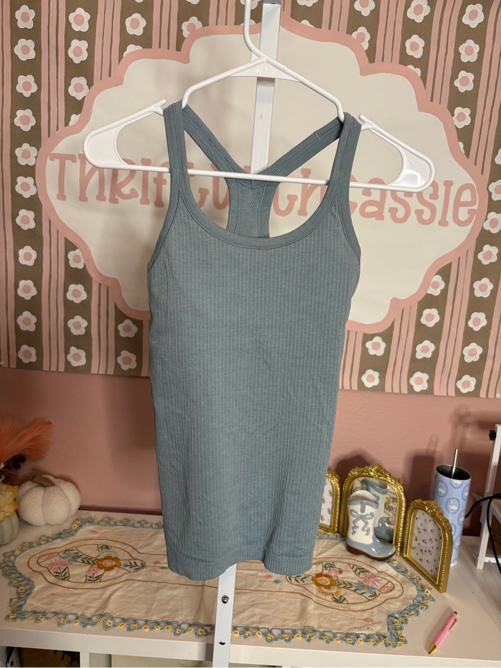 Ribbed Lululemon Racerback Tank Top - teal color